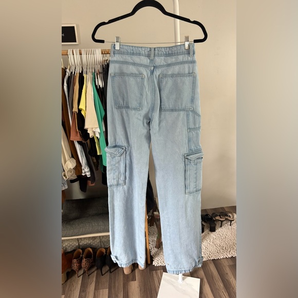 Mango Denim Light Wash Cargo Jeans - Picture 9 of 10